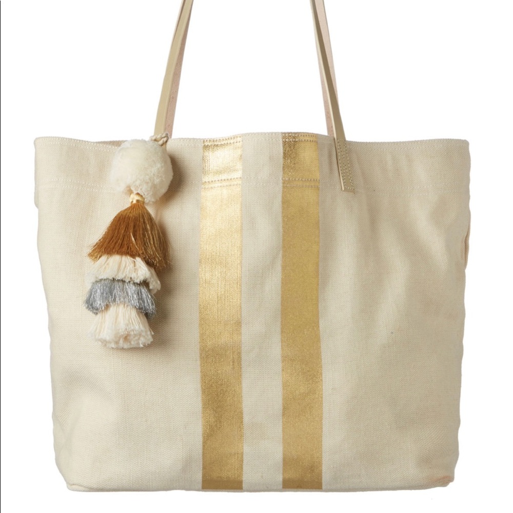 Shiraleah ‘Everything But Water’ Metallic Stripe Jute Tote